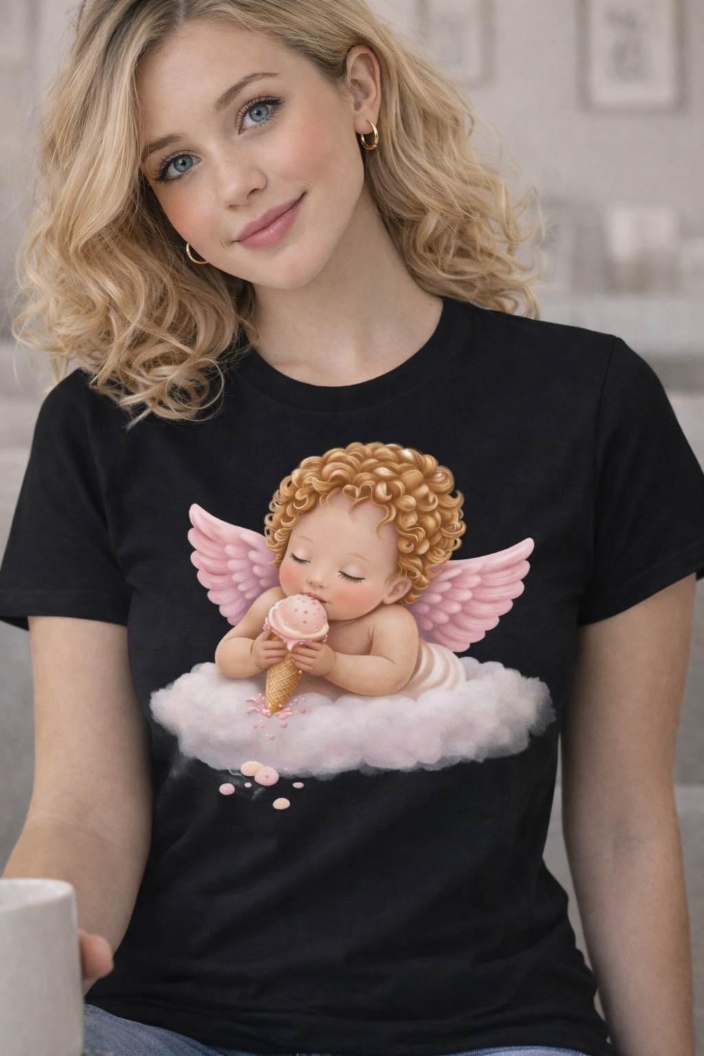 Angel Baby T-Shirt, Christian shirt, pink girl shirt, Religious Shirt, Faith Shirt, Gift For Christian, Trendy Tee, Gift For Her, flower shirt
