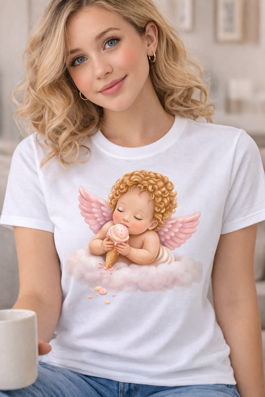 Angel Baby T-Shirt, Christian shirt, pink girl shirt, Religious Shirt, Faith Shirt, Gift For Christian, Trendy Tee, Gift For Her, flower shirt
