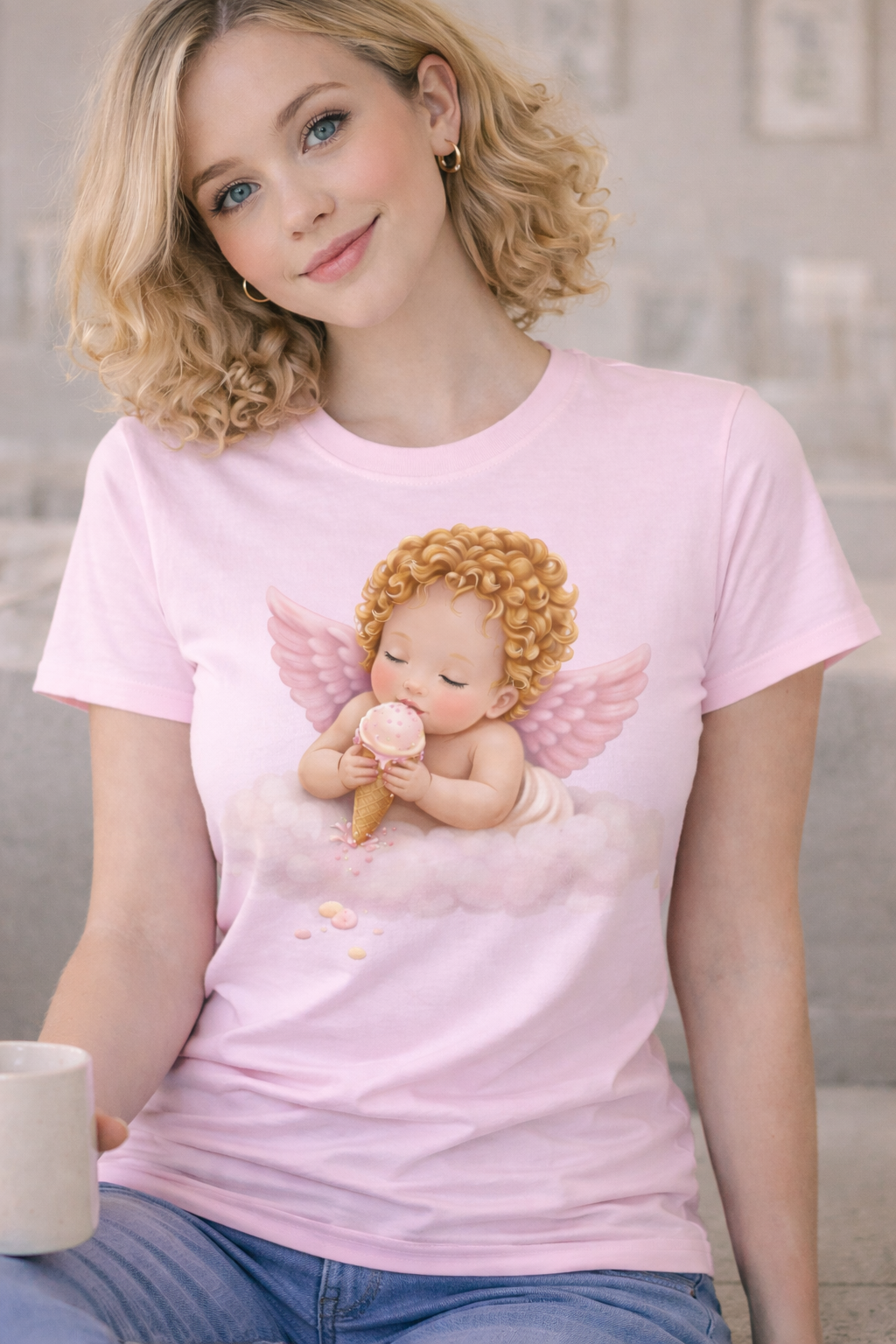 Angel Baby T-Shirt, Christian shirt, pink girl shirt, Religious Shirt, Faith Shirt, Gift For Christian, Trendy Tee, Gift For Her, flower shirt