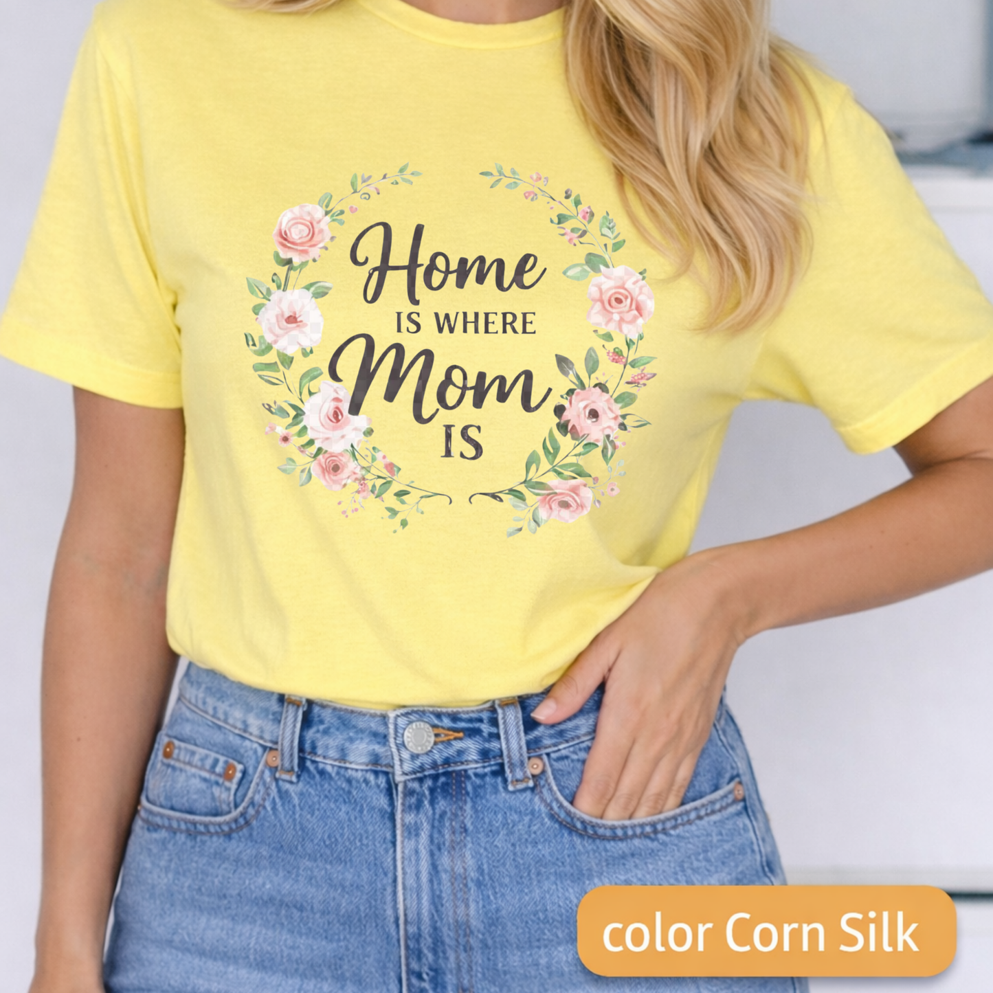 Home Is Where Mom is T-Shirt, Cute Mom Tee, Best seller shirt, Gift for her, Floral Mom Shirt, Floral tee, Mom gift idea, Mother's  Day Gift