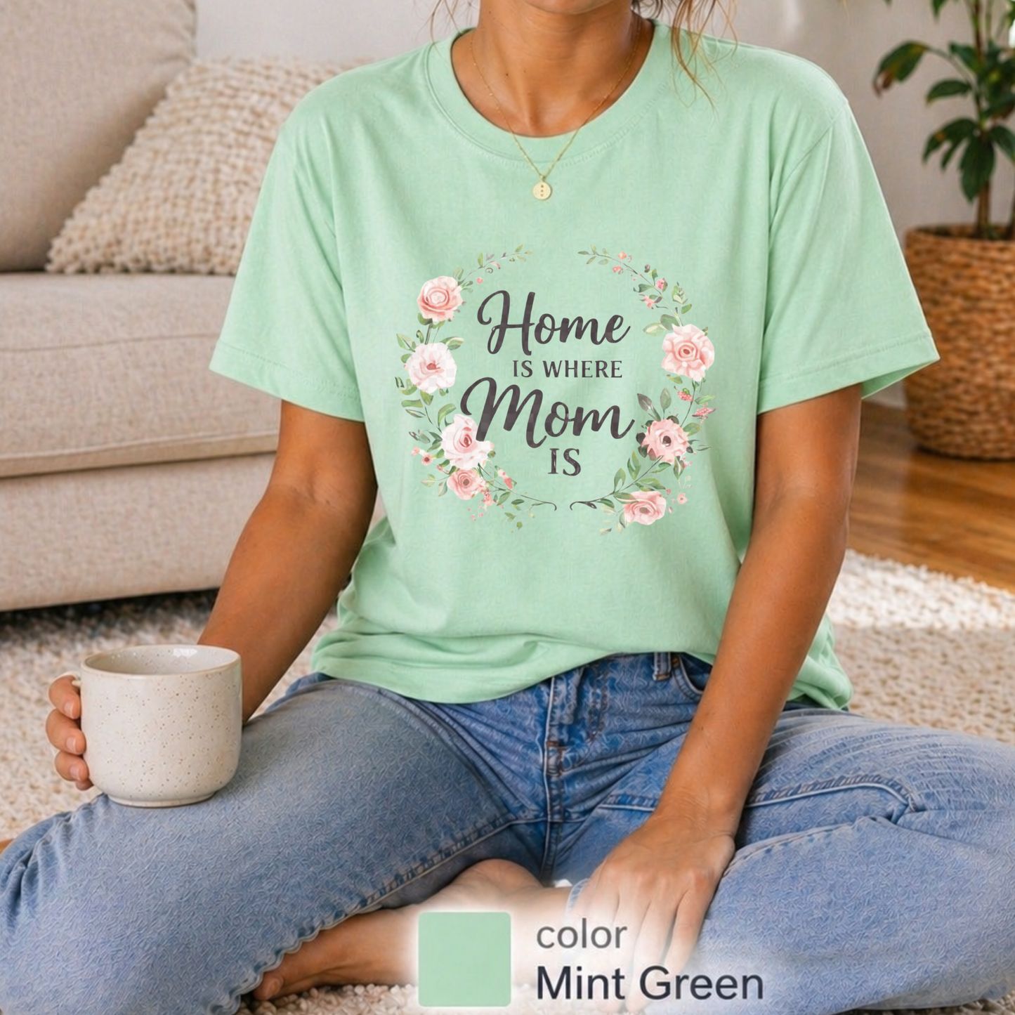 Home Is Where Mom is T-Shirt, Cute Mom Tee, Best seller shirt, Gift for her, Floral Mom Shirt, Floral tee, Mom gift idea, Mother's  Day Gift