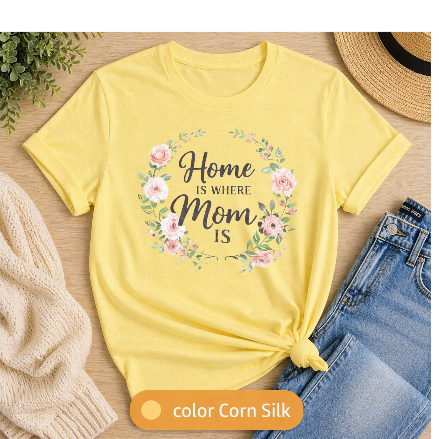 Home Is Where Mom is T-Shirt, Cute Mom Tee, Best seller shirt, Gift for her, Floral Mom Shirt, Floral tee, Mom gift idea, Mother's  Day Gift
