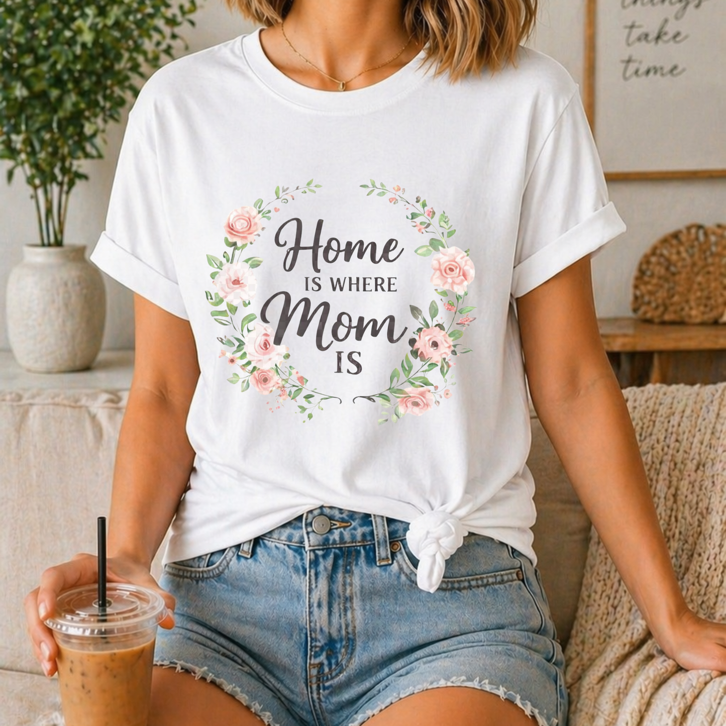 Home Is Where Mom is T-Shirt, Cute Mom Tee, Best seller shirt, Gift for her, Floral Mom Shirt, Floral tee, Mom gift idea, Mother's  Day Gift