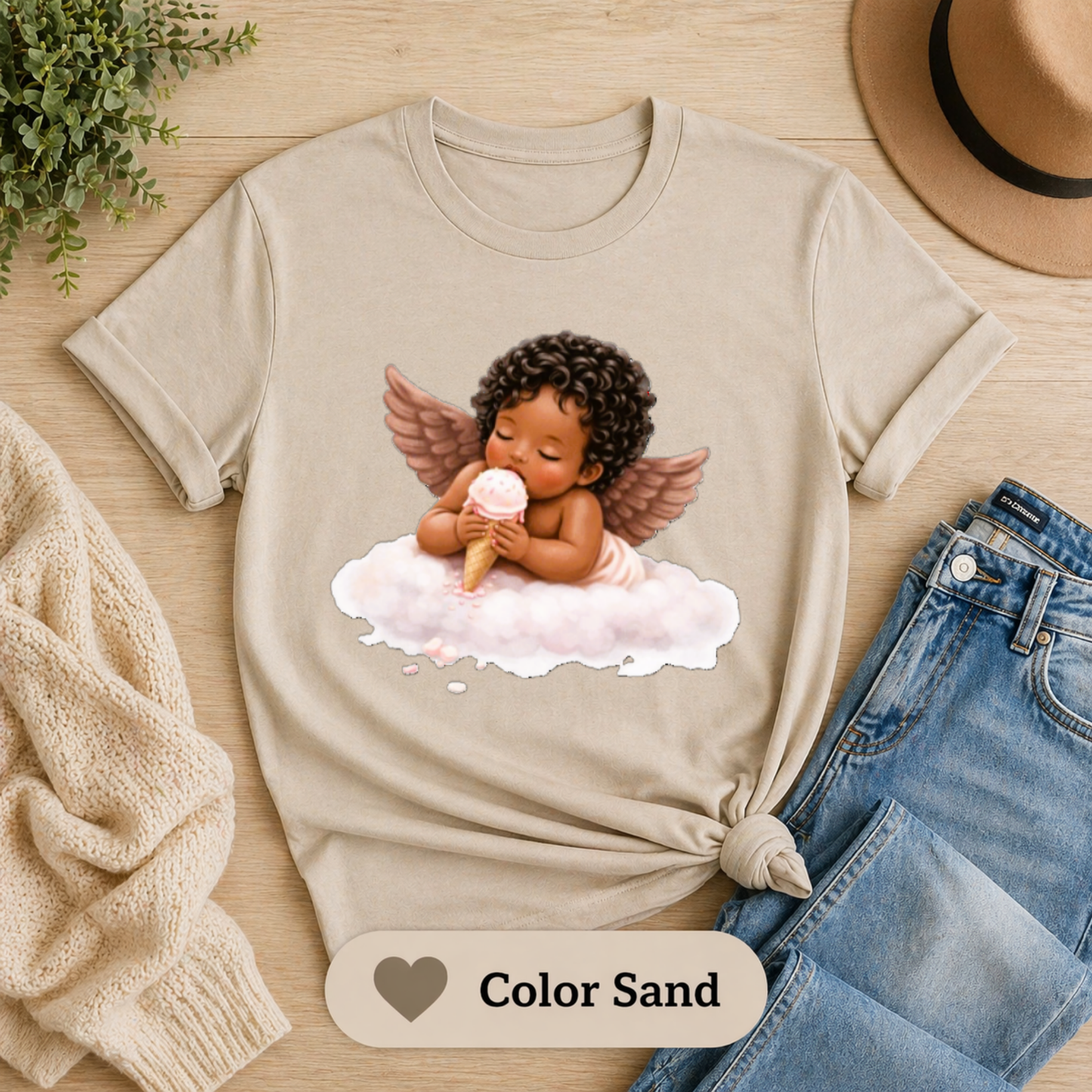 Angel Baby T-Shirt, Christian shirt, black angel , pink girl shirt, Religious Shirt, Faith Shirt, Gift For Christian, Trendy Tee, Gift For Her, flower shirt