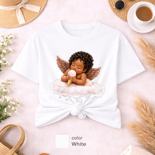 Angel Baby T-Shirt, Christian shirt, black angel , pink girl shirt, Religious Shirt, Faith Shirt, Gift For Christian, Trendy Tee, Gift For Her, flower shirt