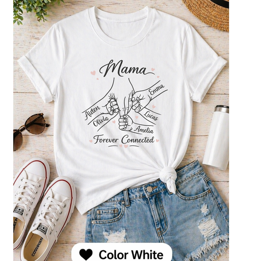 Custom Mom Shirt 1-5 names and wordings, Personalized Mom hand shirt, Family tee. mom gift, Mom birthdays, Grandma gifts, Mother's Day gift