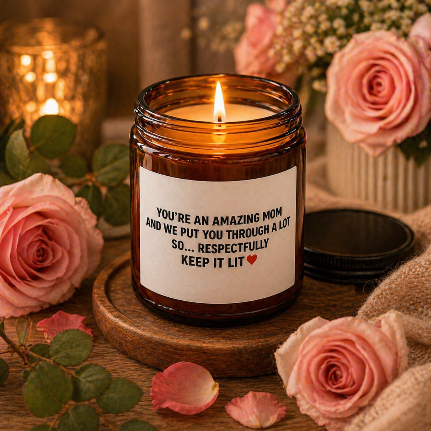 You're An Amazing Mom Candle, Soy Candle, Cotton Wick, Funny Mom Quote, Scented Candle; Gift for mom; Special gift for mom; Candle Brown
