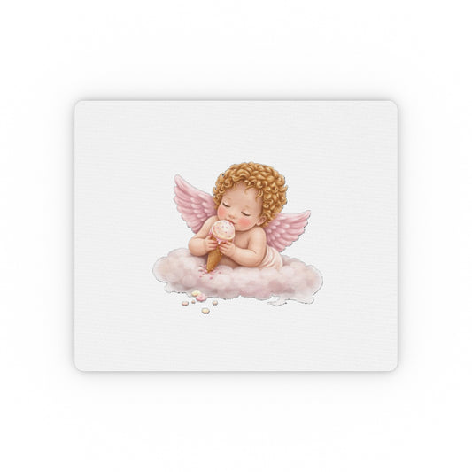 Laptop Angel Mouse Pad, Cute Baby Angel on Cloud Rectangular Desk Mat